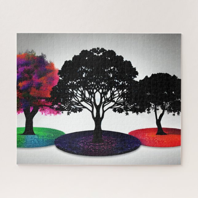 Quebra-cabeça Trio de Árvore Vibrante (Horizontal)