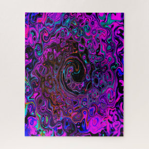 Quebra-cabeça Trippy Black and Magenta Retro Liquid Swirl