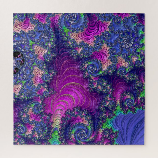 Quebra-cabeça Trippy Boho Jewel Tone Colorida Fractal Arco-Íris (Vertical)