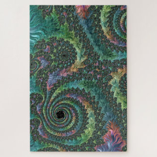 Quebra-cabeça Trippy Groovy Colorful Jewel Tone Fractal Art