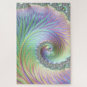 Quebra-cabeça Trippy Groovy Pastel Arco-Íris Espiral Arte Fracta