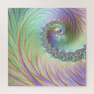 Quebra-cabeça Trippy Groovy Pastel Arco-Íris Espiral Arte Fracta