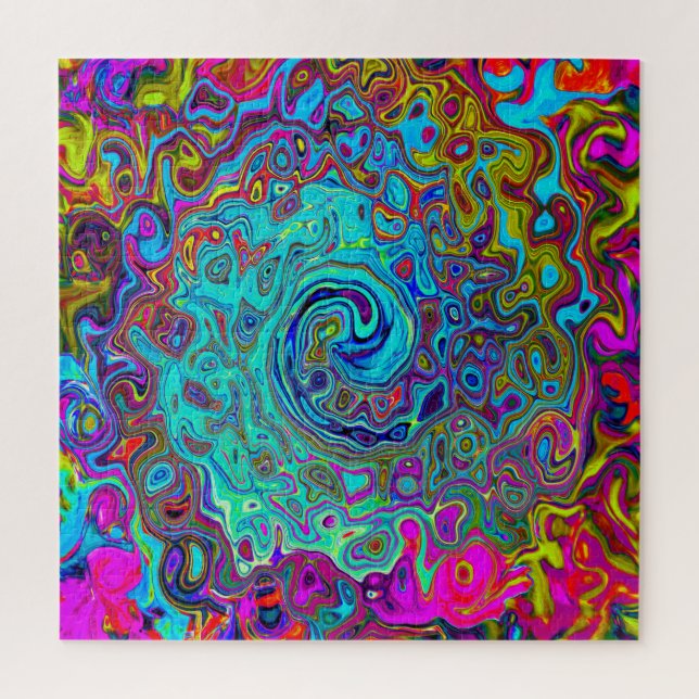 Quebra-cabeça Trippy Sky Blue Abstrato Retro Liquid Swirl (Vertical)
