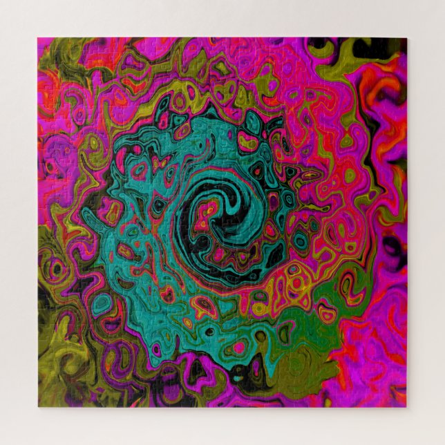 Quebra-cabeça Trippy Turquoise Abstrato Retro Liquid Swirl (Vertical)