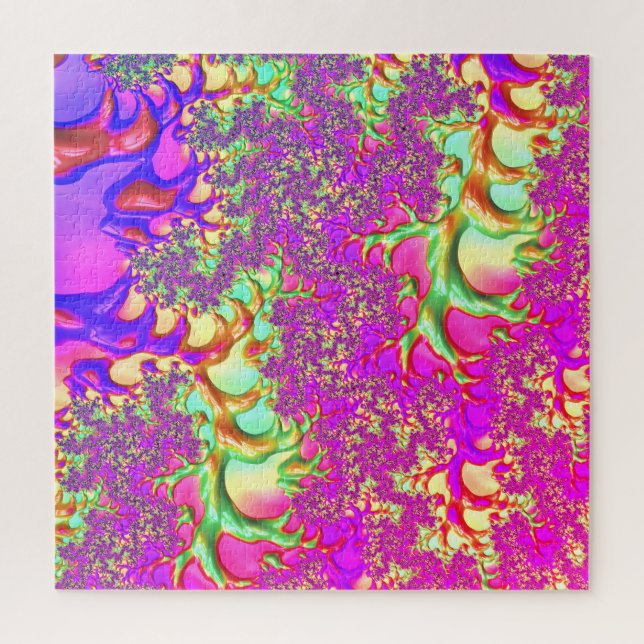 Quebra-cabeça Tripy Funky Vibrant Neon Groovy Acid Trip Fractal (Vertical)