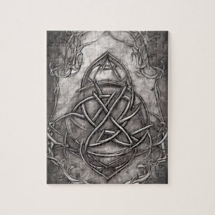 Quebra-cabeça Triquetra Trinity Knot Silvery Pewter Faux Metal