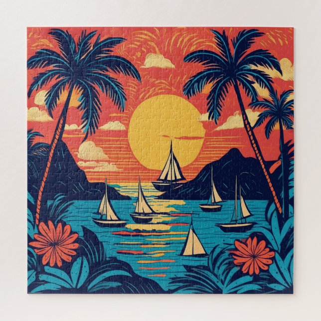 Quebra-cabeça tropical do tempo de diversão (Vertical)