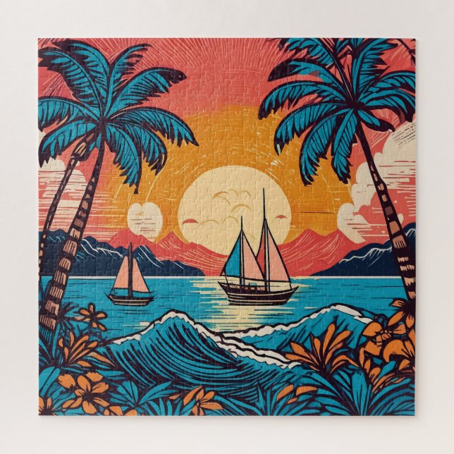Quebra-cabeça tropical do tempo de diversão de art (Vertical)
