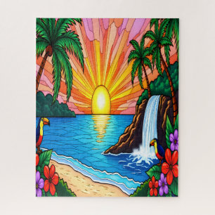 Quebra-cabeça Tropical Inspirado em Vitral