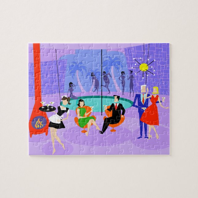 Quebra-cabeça tropical retro do cocktail (Horizontal)