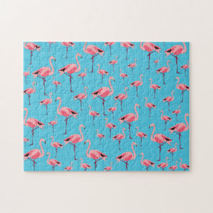 Quebra-cabeça Tropical Summer Pink Flamingo Pattern