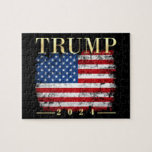 Trump 2024 Elegante Dourada Vintage Flag Americano