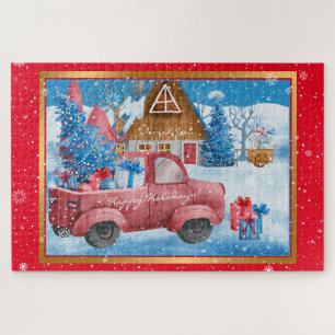 Quebra-cabeça Truque de Natal Red Holiday Personaliza