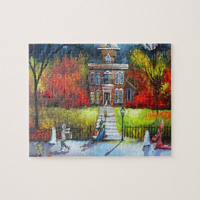 Quebra-cabeça Truque Noturno de Halloween ou Treino de Desfile (Horizontal)