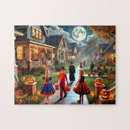 Quebra-cabeça Truque Retro ou Tratar Noite de Halloween de 1950
