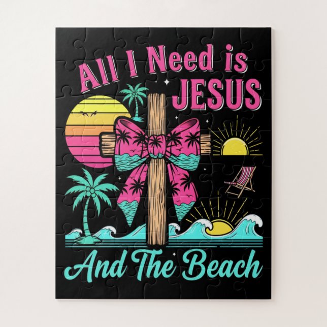 Quebra-cabeça Tudo Que Preciso É Jesus E A Praia (Vertical)