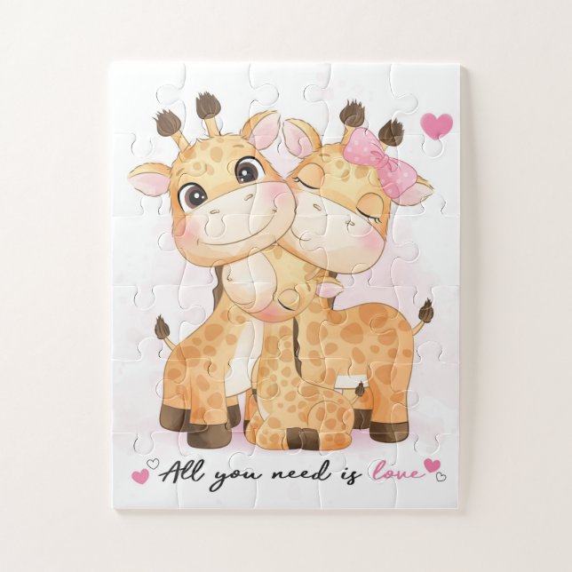 Quebra-cabeça Tudo que você precisa é do Amor Girafas (Vertical)