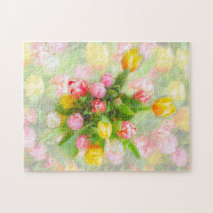 Quebra-cabeça Tulip buquê in vintage look - arte floral