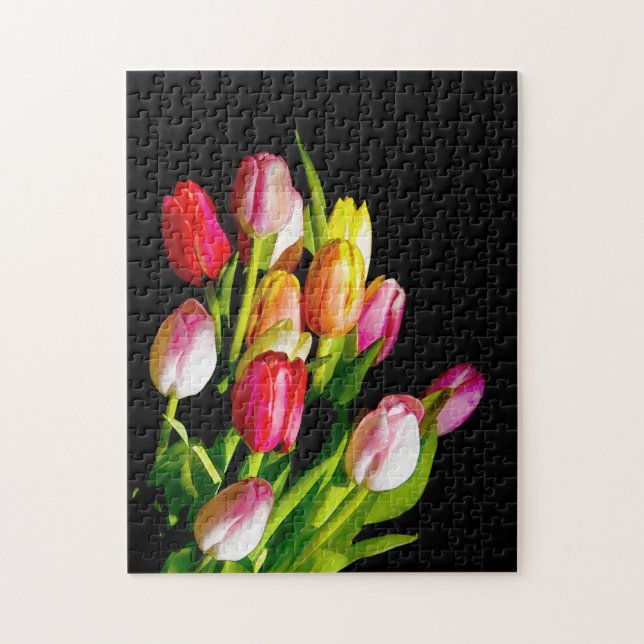 Quebra-cabeça Tulip Painting - Arte Flor Original (Vertical)