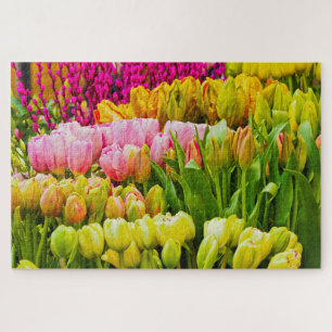 Quebra-cabeça Tulipas Coloridas Flor Mercado