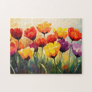 Quebra-cabeça Tulipas de Aquarela Negrito em Primavera