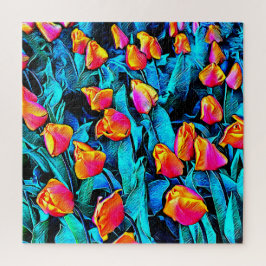 Quebra-cabeça Tulipas de Artsy Laranja e Dourada