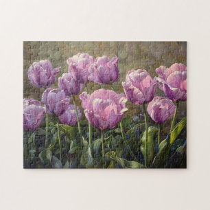 Quebra-cabeça Tulipas Púrpuras Flores De Óleo