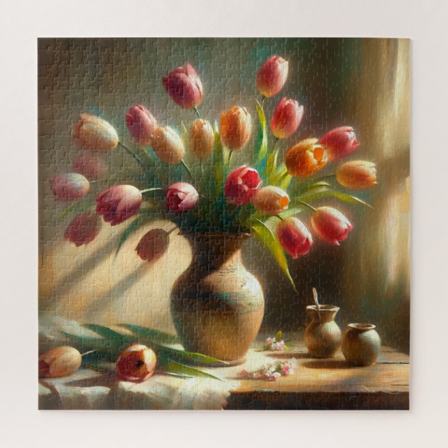 Quebra-cabeça Tulipas Radiantes Dissolvem-se num Vaso (Vertical)