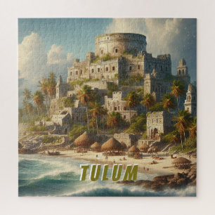 Quebra-cabeça Tulum Mexico Landscape Viagens vintage