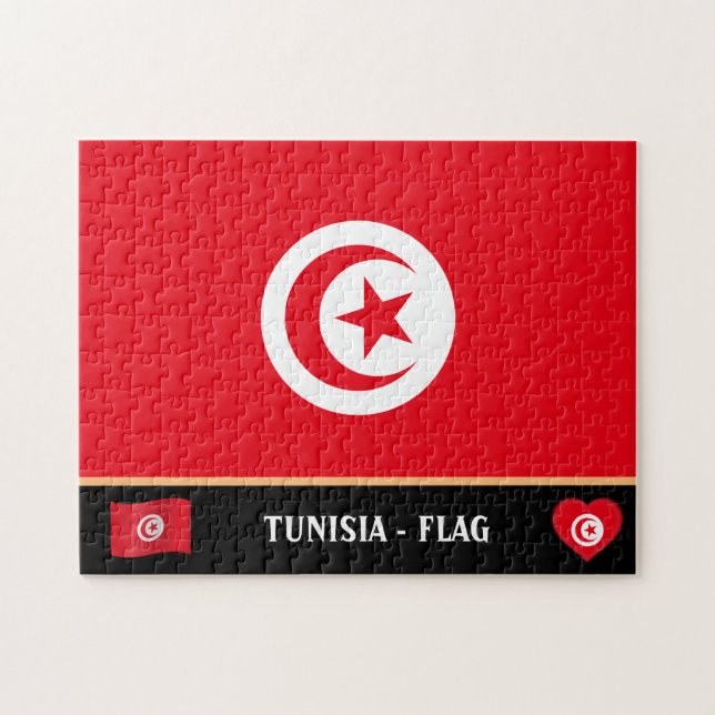 Quebra-cabeça Tunisa Flag & Tunisan country / Tunísia (Horizontal)