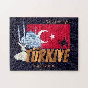 Quebra-cabeça Türkiye Istambul Vintage Flag Turquia Souvenir