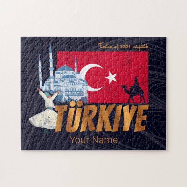 Quebra-cabeça Türkiye Istambul Vintage Flag Turquia Souvenir (Horizontal)