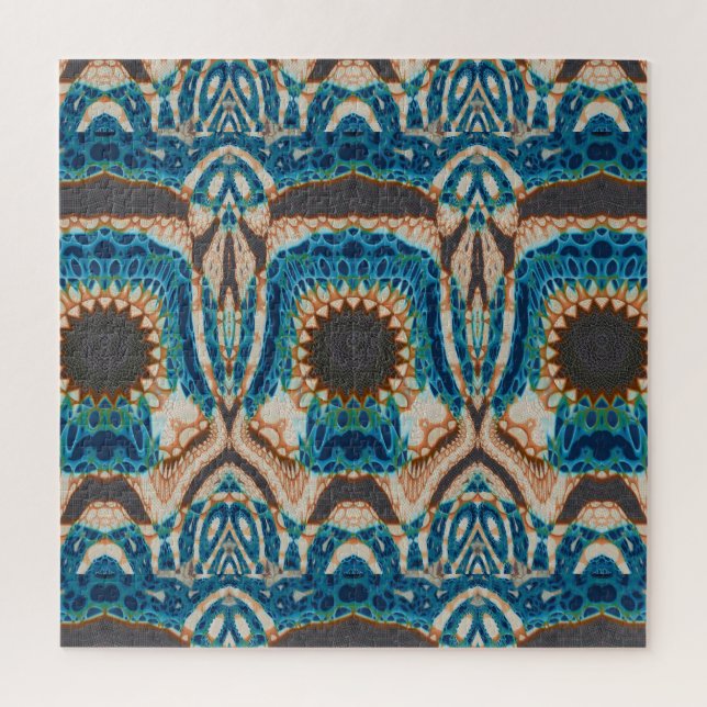 Quebra-cabeça Turquesa Dourada Sun Sudoeste Arte (Vertical)