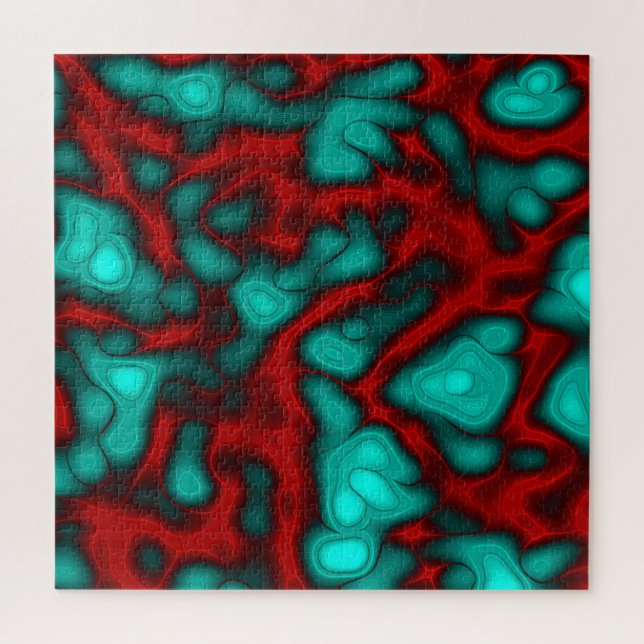 Quebra-cabeça Turquesa vívida e Abstrato vermelho coral (Vertical)