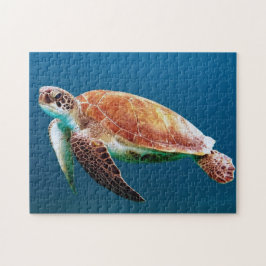 Quebra-cabeça Turtle Blue Water Sea Photo