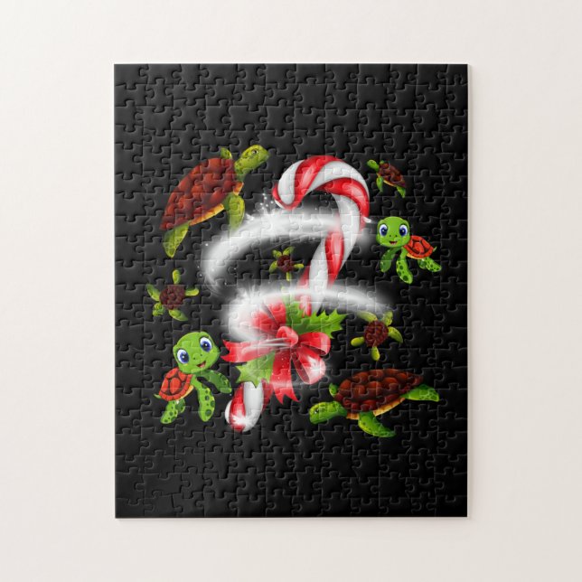 Quebra-cabeça Turtle Gift | Doces de Tartaruga Doce Natal (Vertical)