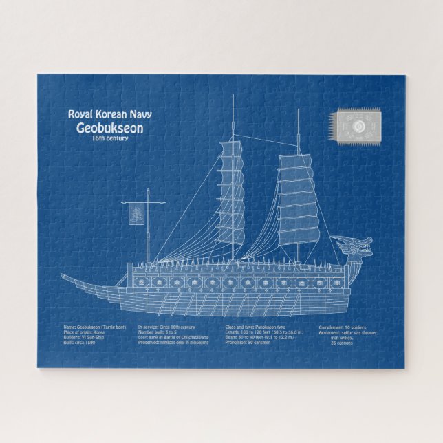 Quebra-cabeça Turtle Ship Geobukseon - Ship Blueprint ABD (Horizontal)