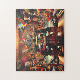 Quebra-cabeça Twilight Tiki Bar Intimate Jungle Scene