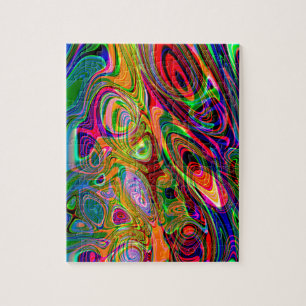 Quebra-cabeça Twirls abstratos fluorescentes psicadélicos