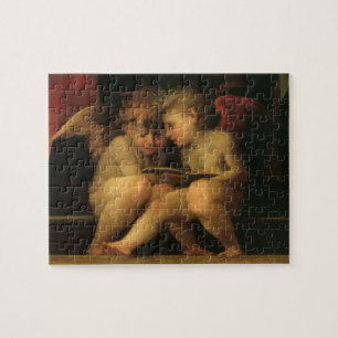 Quebra-cabeça Two Cherubs Reading by Rosso Fiorentino, Angels