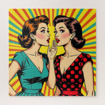 Two Pop Art Women Telling a Secret 