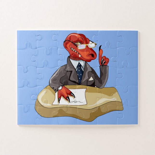 Quebra-cabeça Tyrannosaurus Rex Boss Sentado Em Uma Mesa. 2 (Horizontal)