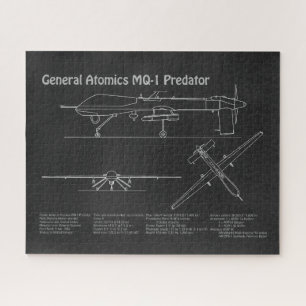 Quebra-cabeça UAV do Predador MQ-1 - PD de Bluetoprint do Avião