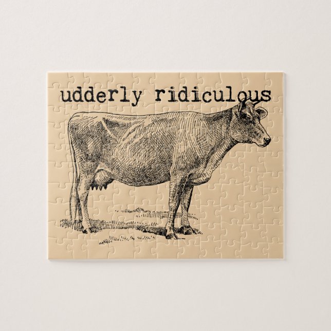 Quebra-cabeça Udderly Ridiculous Punny Cow (Horizontal)