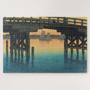 Quebra-cabeça ukiyoe - hasui - C10 - Ponte de Kaminohashi ..
