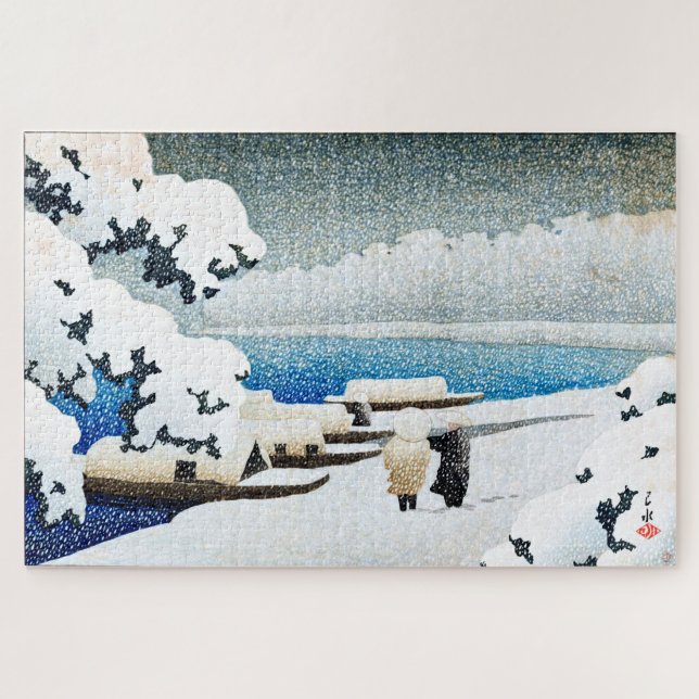 Quebra-cabeça ukiyoe [hasui] C27 Amanohashidate em neve (Horizontal)