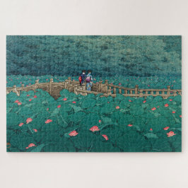 Quebra-cabeça ukiyoe - hasui - m05 - Bentenike Pond, Shiba -