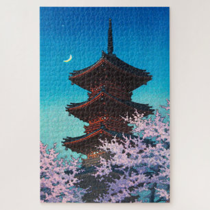 Quebra-cabeça ukiyoe - hasui - m08 - Primavera à noite -