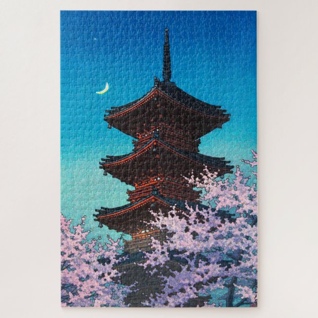 Quebra-cabeça ukiyoe - hasui - m08 - Primavera à noite - (Vertical)