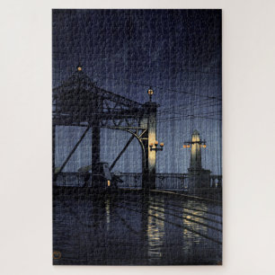 Quebra-cabeça ukiyoe hasui n13 Shin Ohashi Bridge
